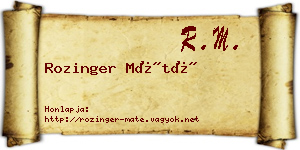 Rozinger Máté névjegykártya